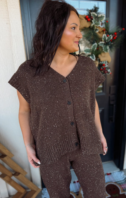 Button Front Oversized Sweater Vest