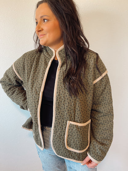 Olive Green Quilted Jacket