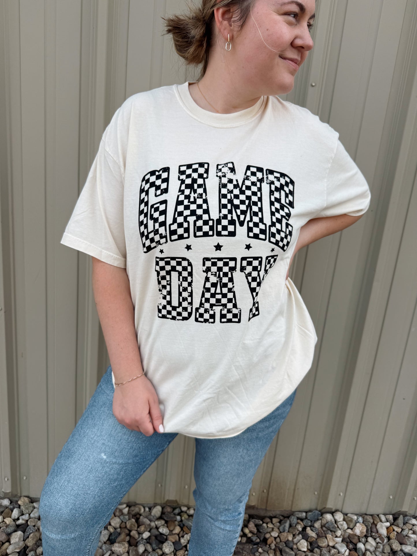 Game Day Checkered Tee (Ivory)