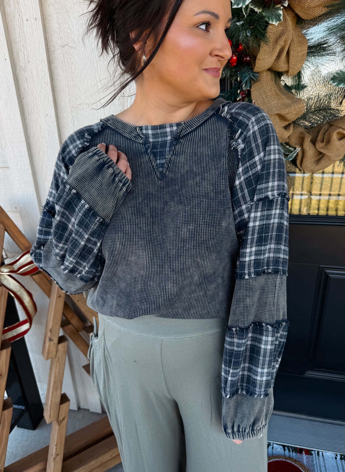 Plaid Patchwork Pullover