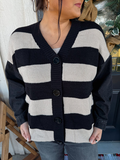 Denim Sleeve Cardigan