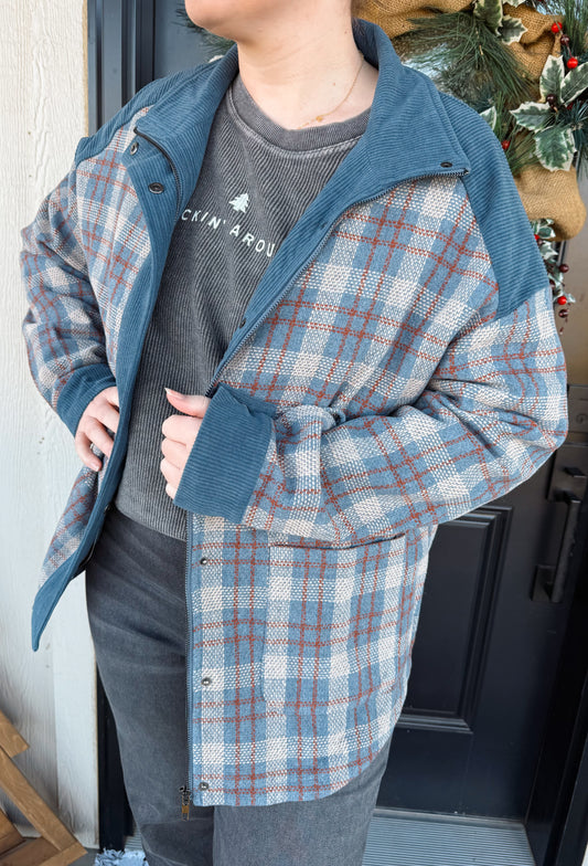 Flannel Corduroy Button Jacket