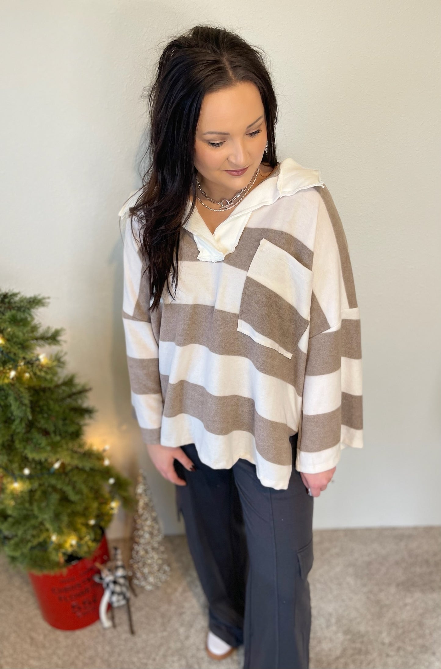 Striped Fleece Pullover