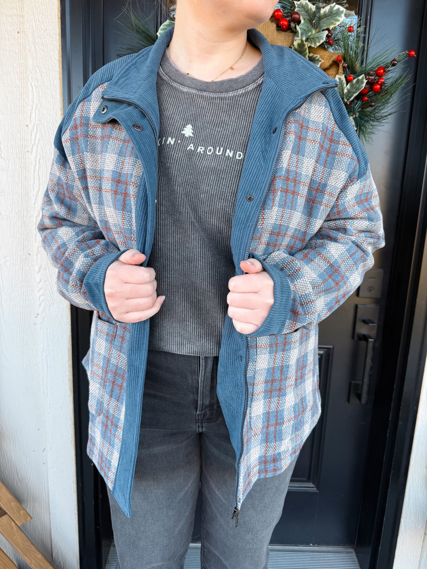 Flannel Corduroy Button Jacket