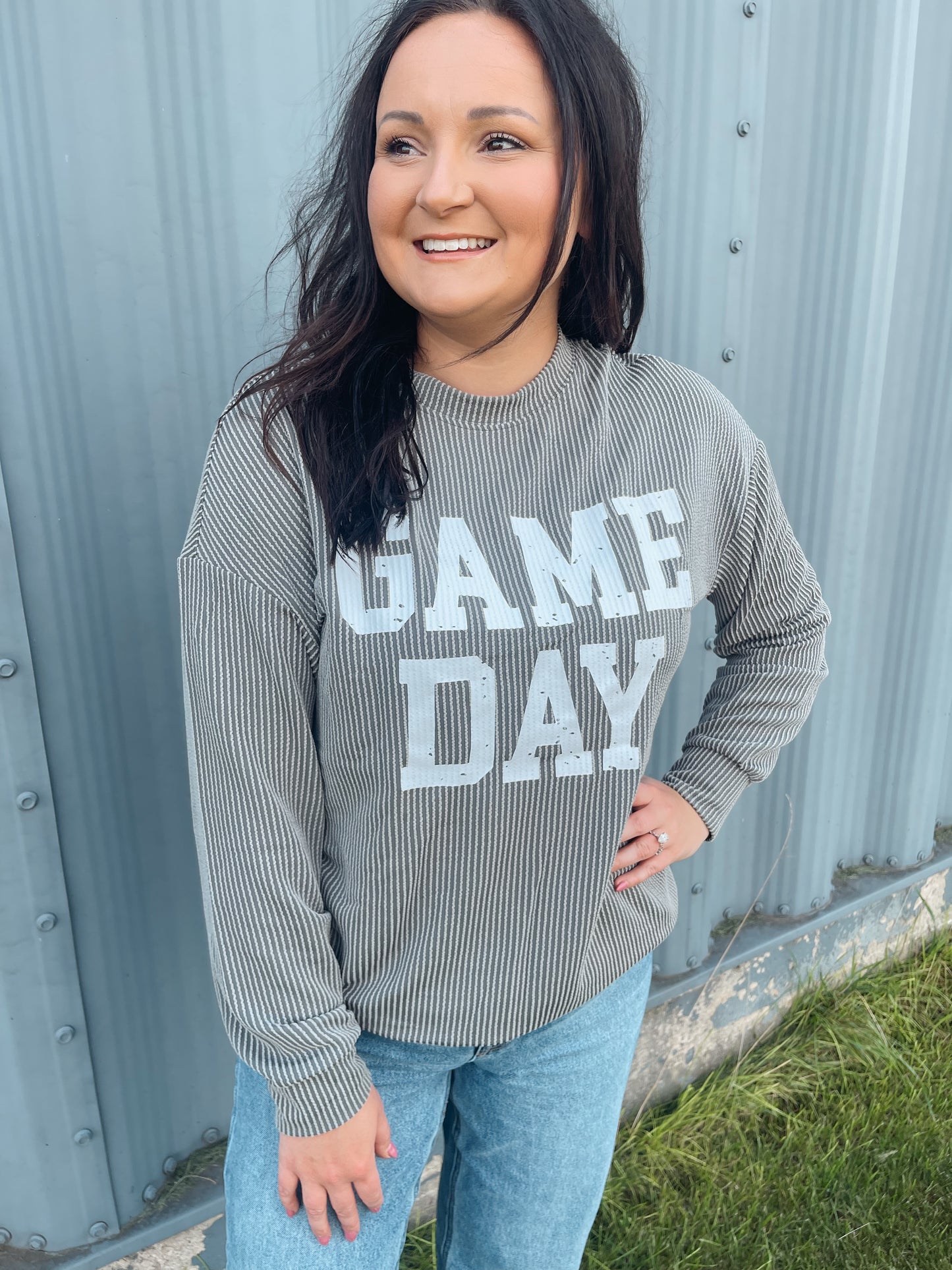 Corded Game Day Crewneck Top