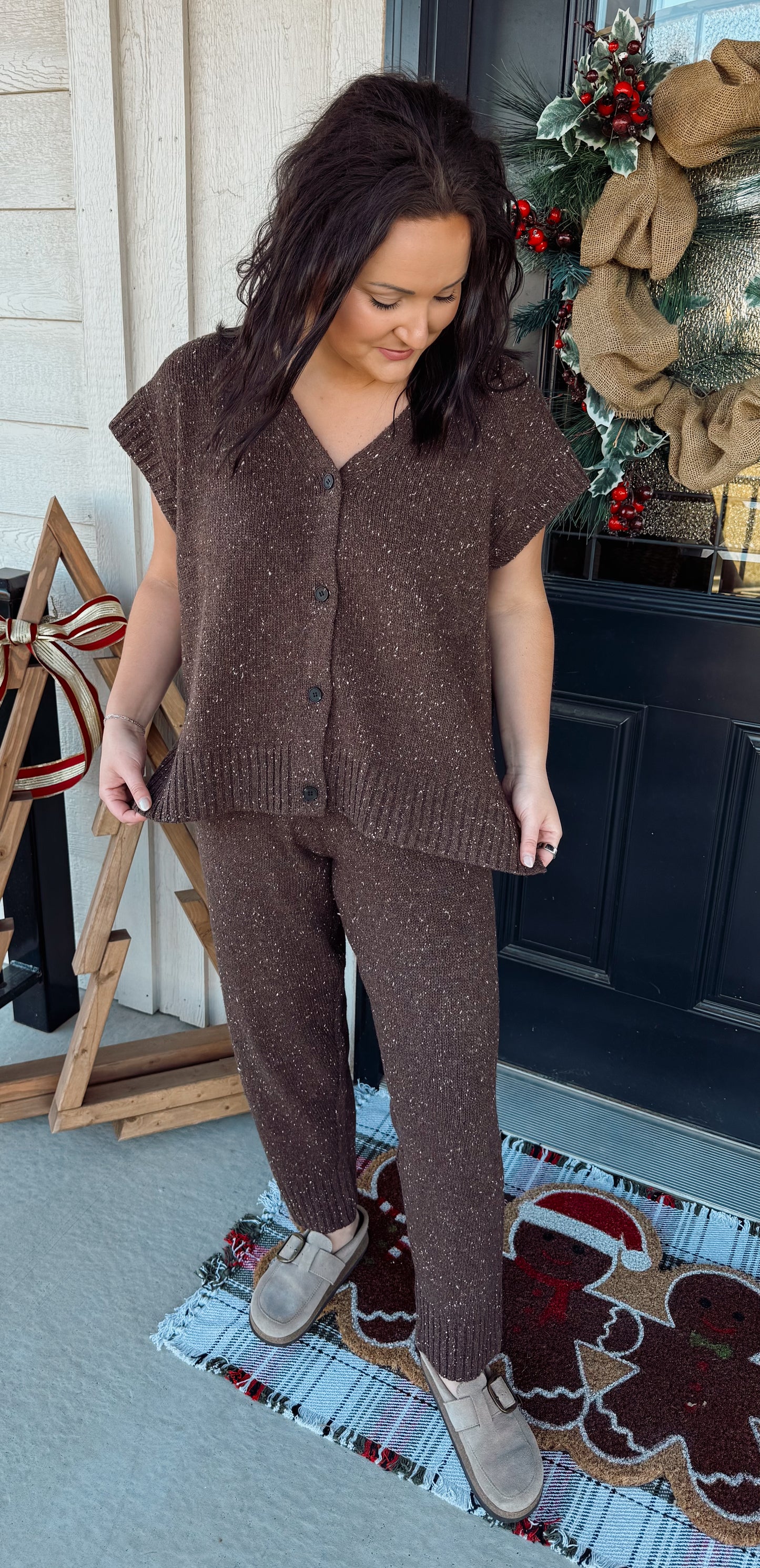 Button Front Oversized Sweater Vest