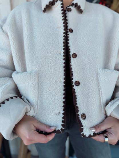 Cropped Sherpa Button-Up Jacket