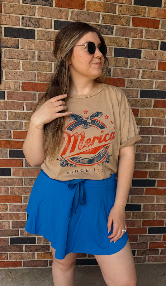 High Waist Drawstring Skort