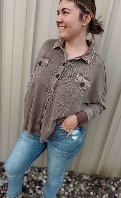 Waffle Knit Henley
