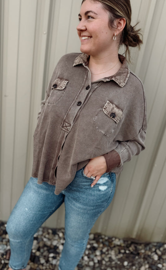 Waffle Knit Henley
