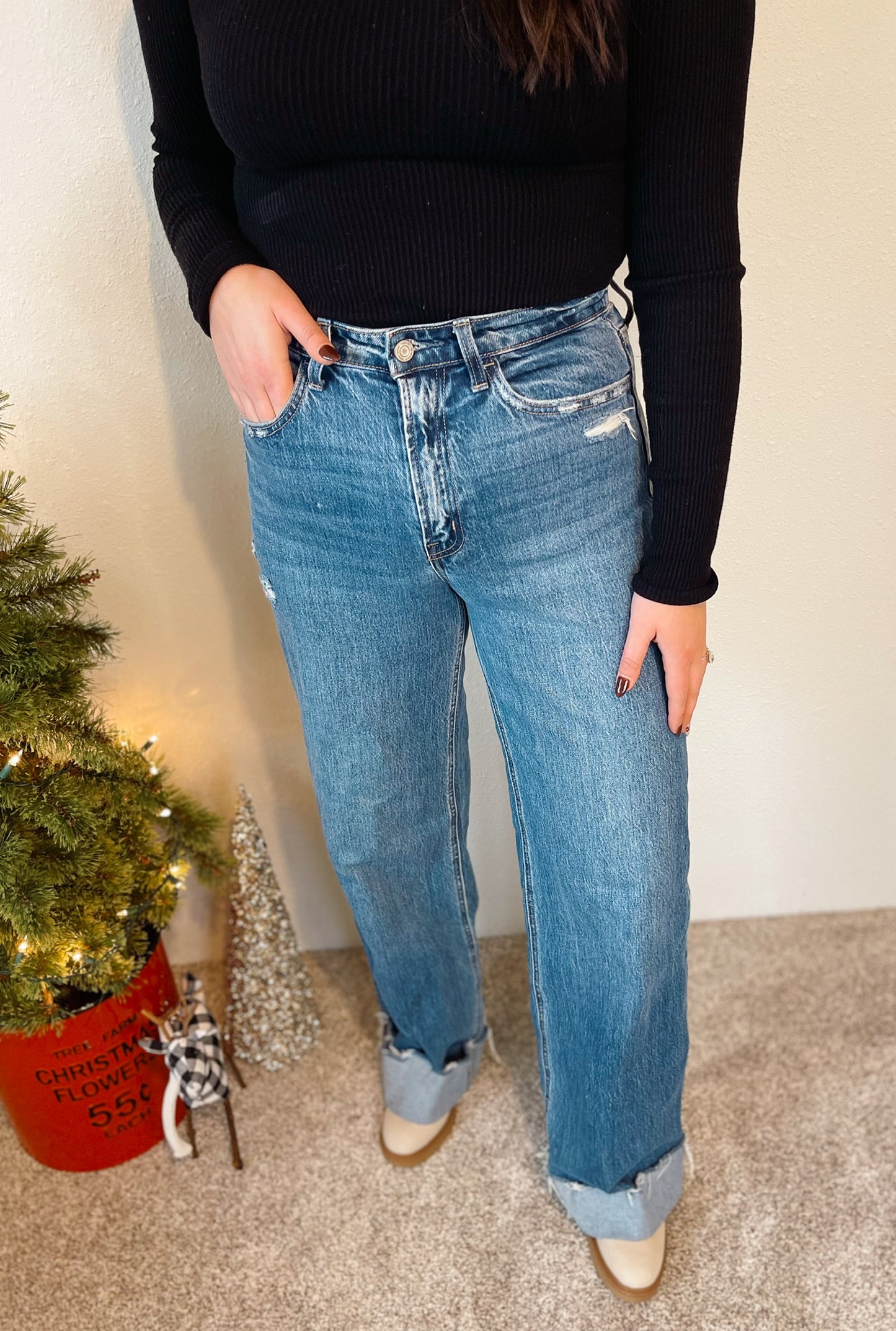 Vervet Cuffed Wide Leg Jeans