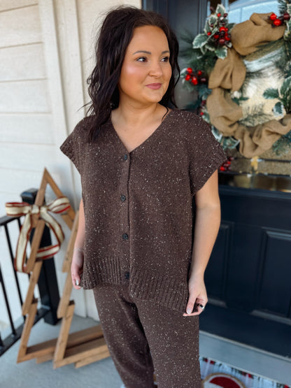 Button Front Oversized Sweater Vest