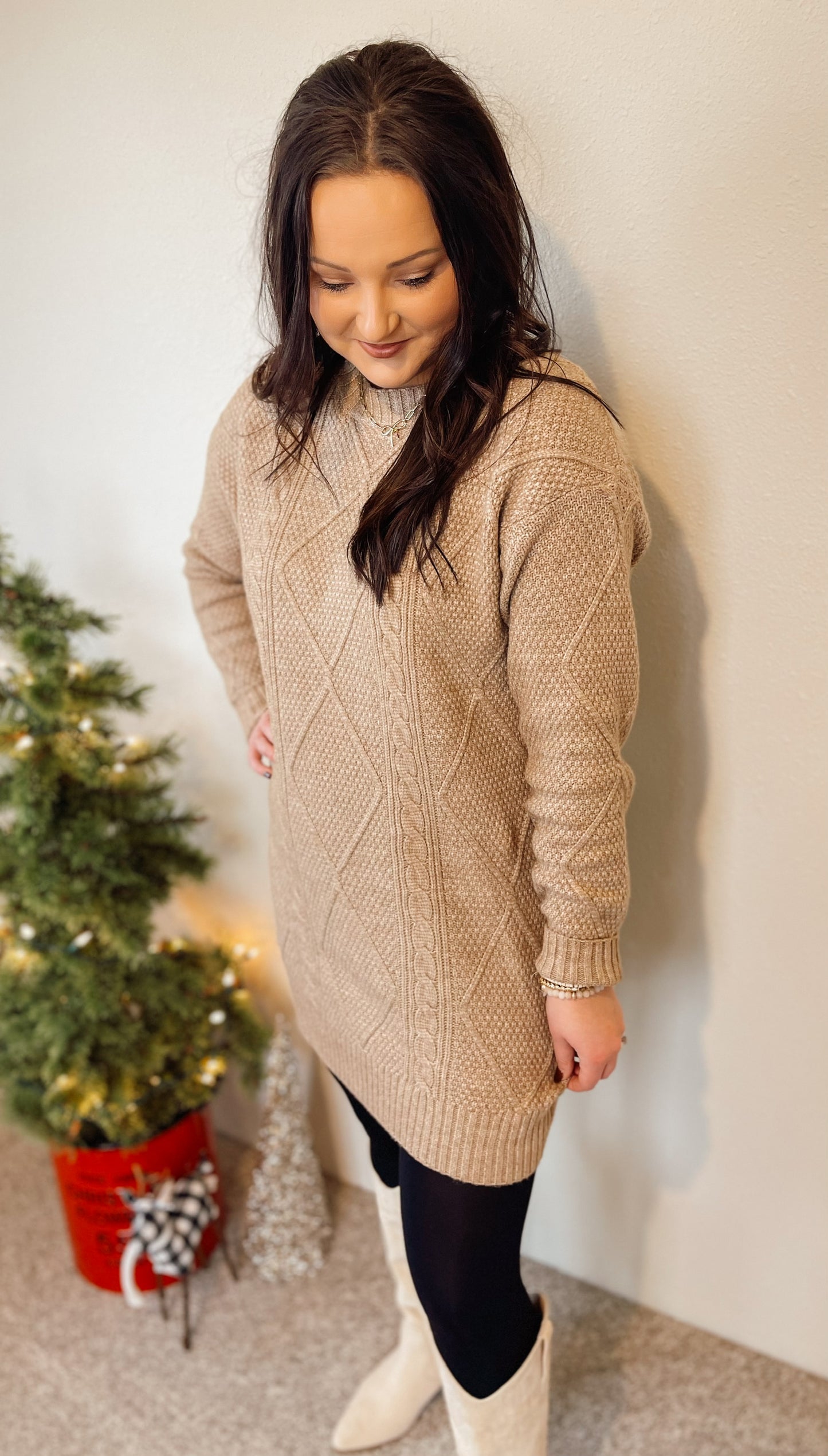 Cable Knit Sweater Dress