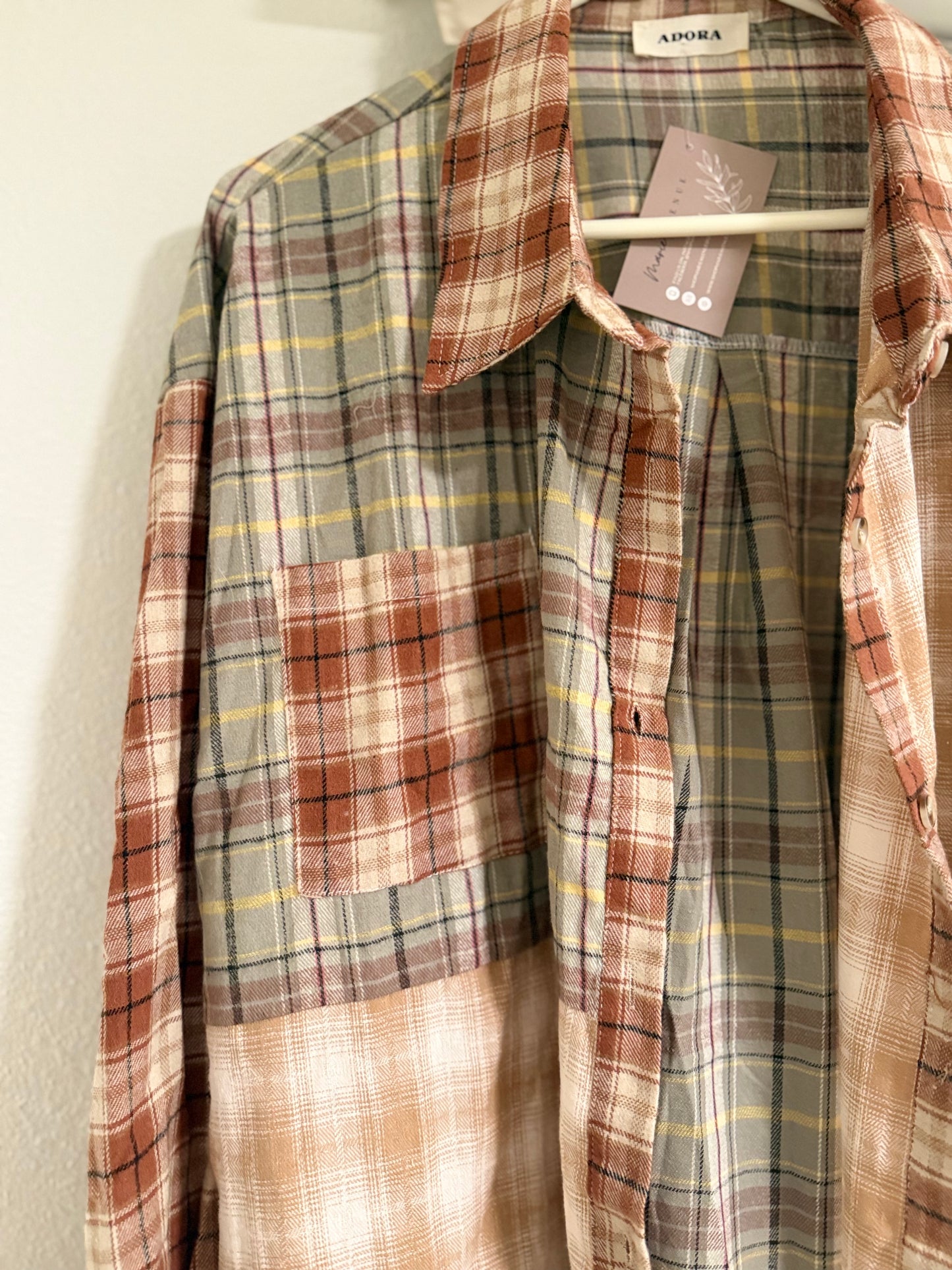 Plaid Frayed Shirt (Plus Size)