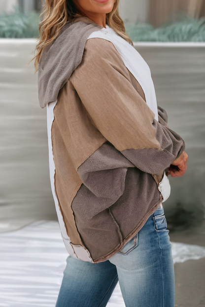 Exposed Seam Patchwork Sweatshirt (Plus Size)